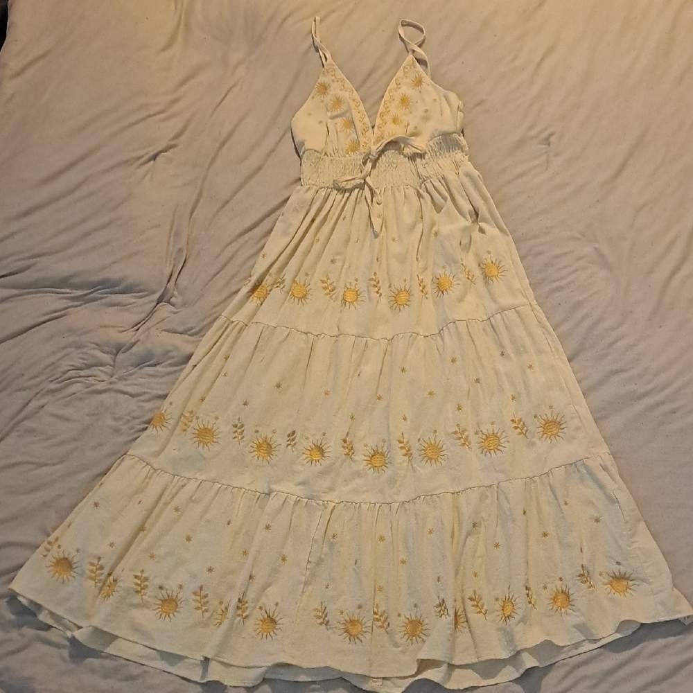 Elegant Yellow Sunflower Maxi Dress